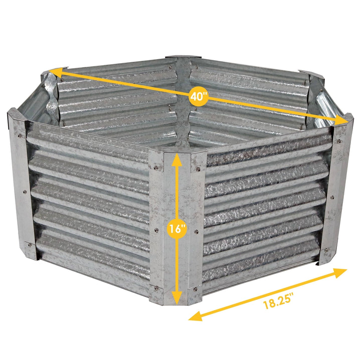 Sunnydaze Corrugated Steel Hexagon Raised Garden Bed - Gray - 40 in Image 3