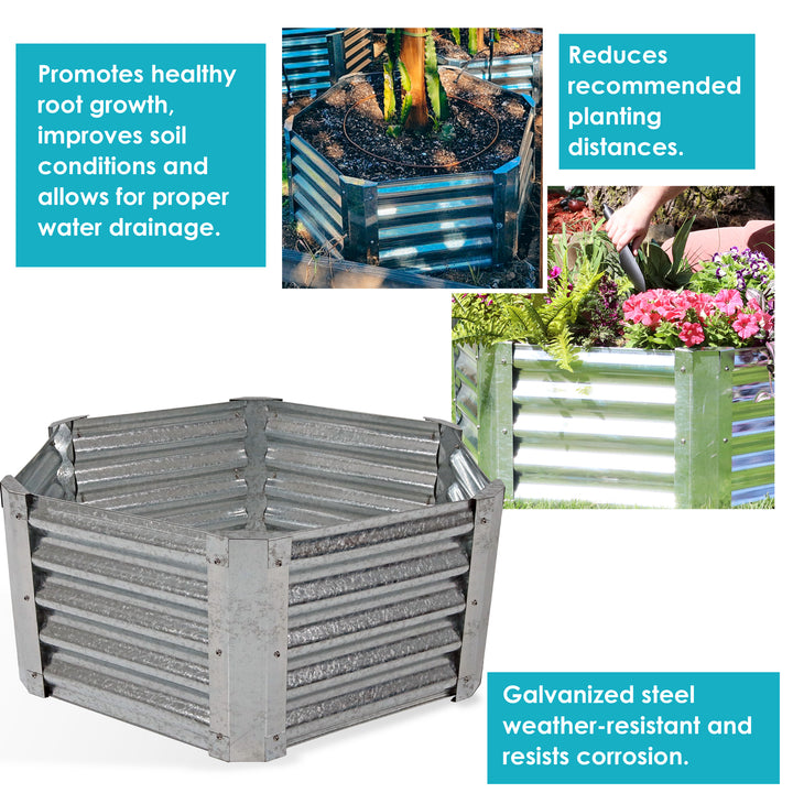 Sunnydaze Corrugated Steel Hexagon Raised Garden Bed - Gray - 40 in Image 2