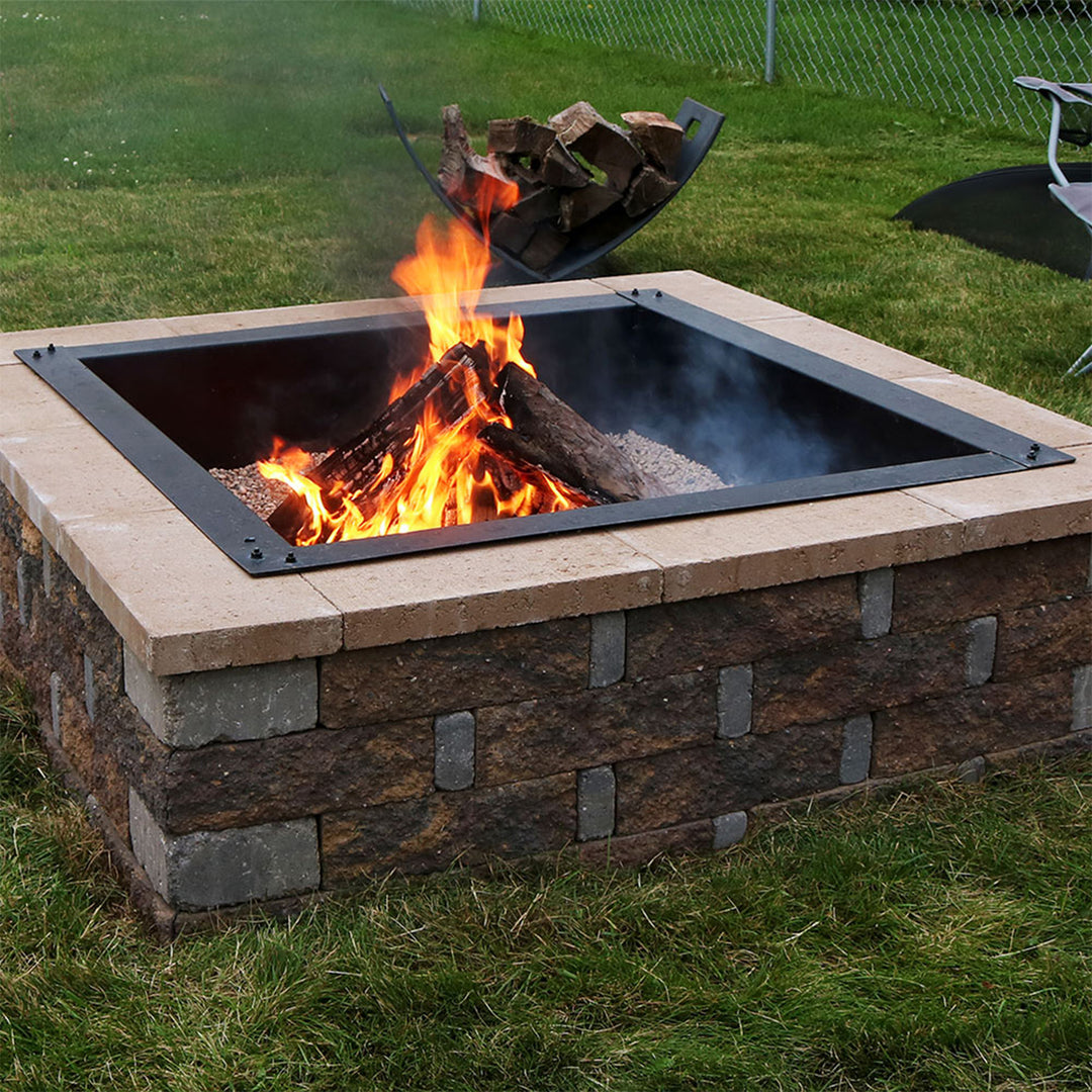 Sunnydaze 30 in Heavy-Duty Steel Above/In-Ground Square Fire Pit Rim Liner Image 2