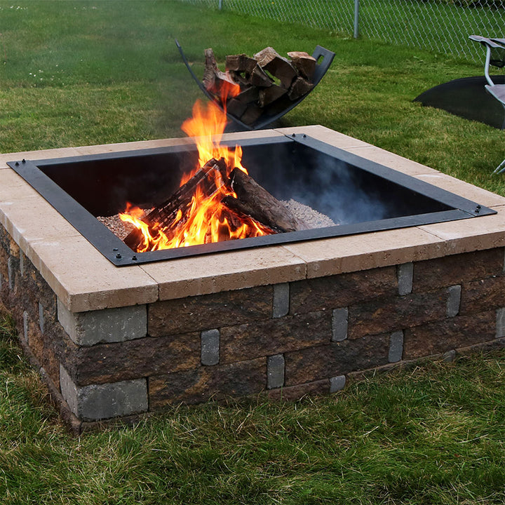 Sunnydaze 30 in Heavy-Duty Steel Above/In-Ground Square Fire Pit Rim Liner Image 2