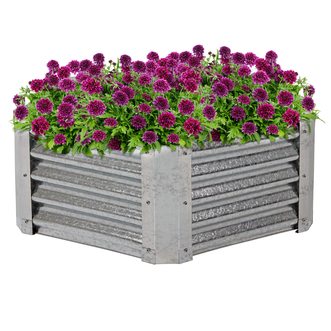 Sunnydaze Corrugated Steel Hexagon Raised Garden Bed - Gray - 40 in Image 5