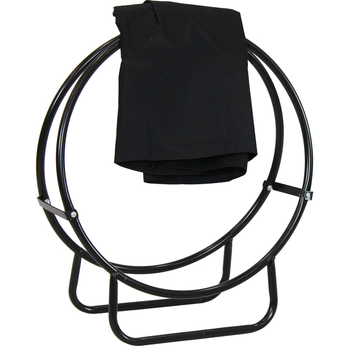 Sunnydaze 24 in Powder-Coated Steel Firewood Log Hoop Rack with Black Cover Image 1