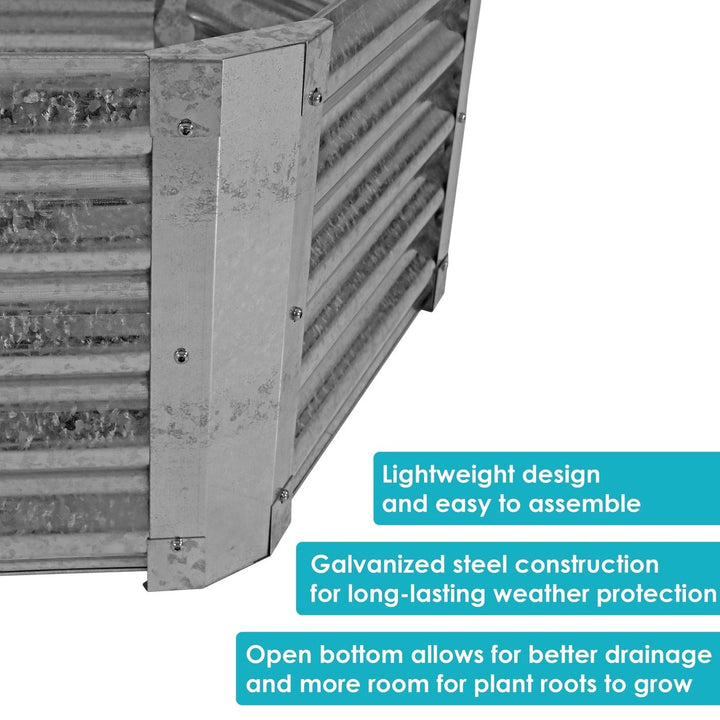 Sunnydaze Corrugated Steel Hexagon Raised Garden Bed - Gray - 40 in Image 8