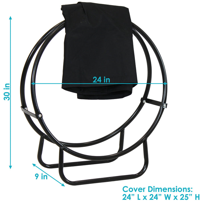 Sunnydaze 24 in Powder-Coated Steel Firewood Log Hoop Rack with Black Cover Image 5