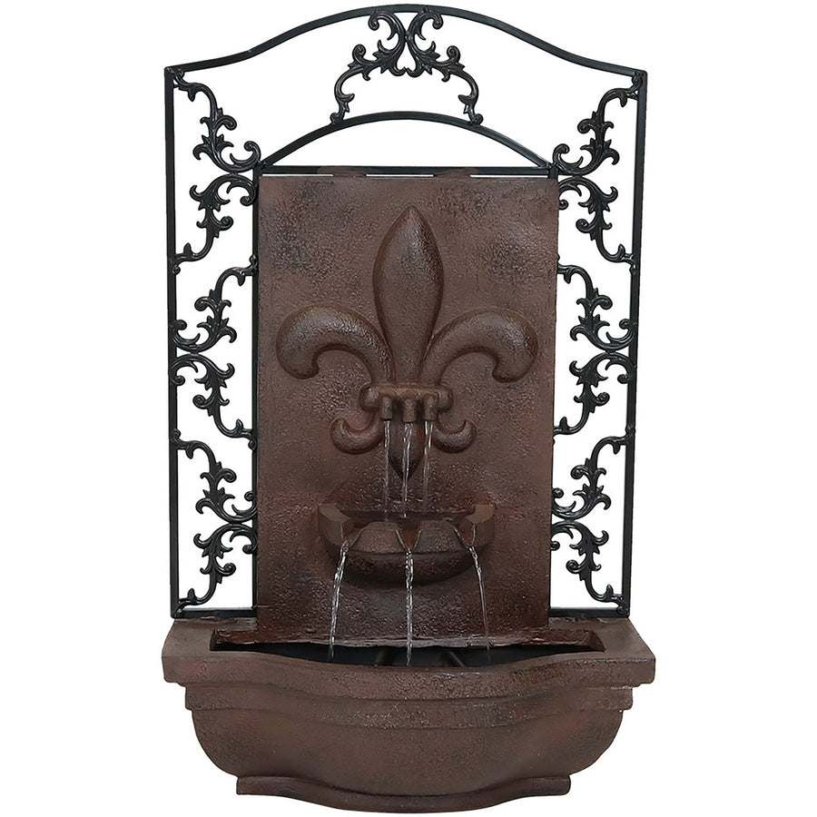 Sunnydaze French Lily Polystone Outdoor Wall Fountain - Iron Image 1