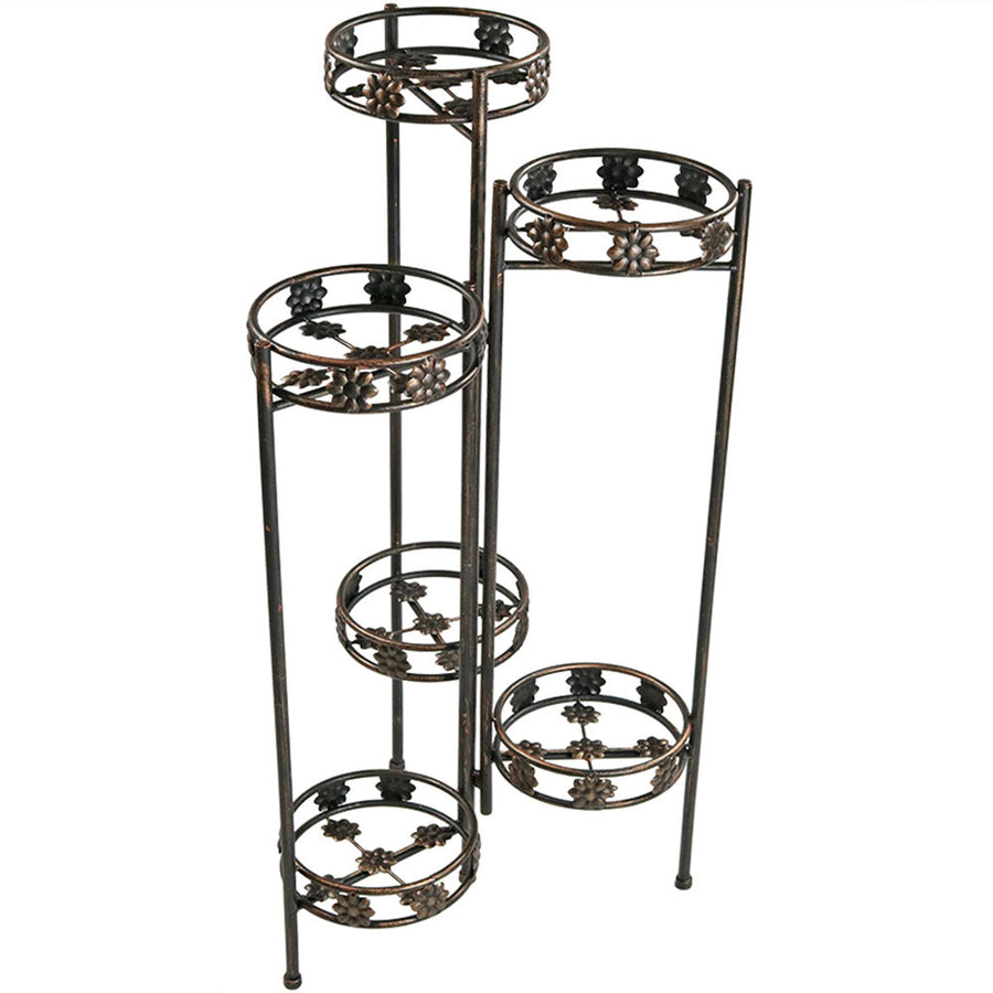 Sunnydaze Bronze Steel 6-Tier Staggered Folding Plant Stand - 45 in Image 1