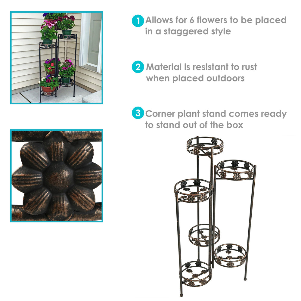 Sunnydaze Bronze Steel 6-Tier Staggered Folding Plant Stand - 45 in Image 2