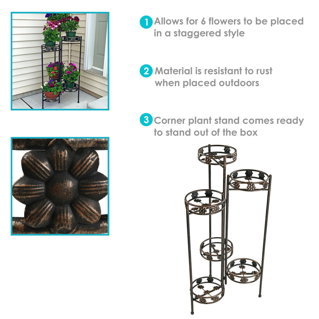 Sunnydaze Bronze Steel 6-Tier Staggered Folding Plant Stand - 45 in Image 2