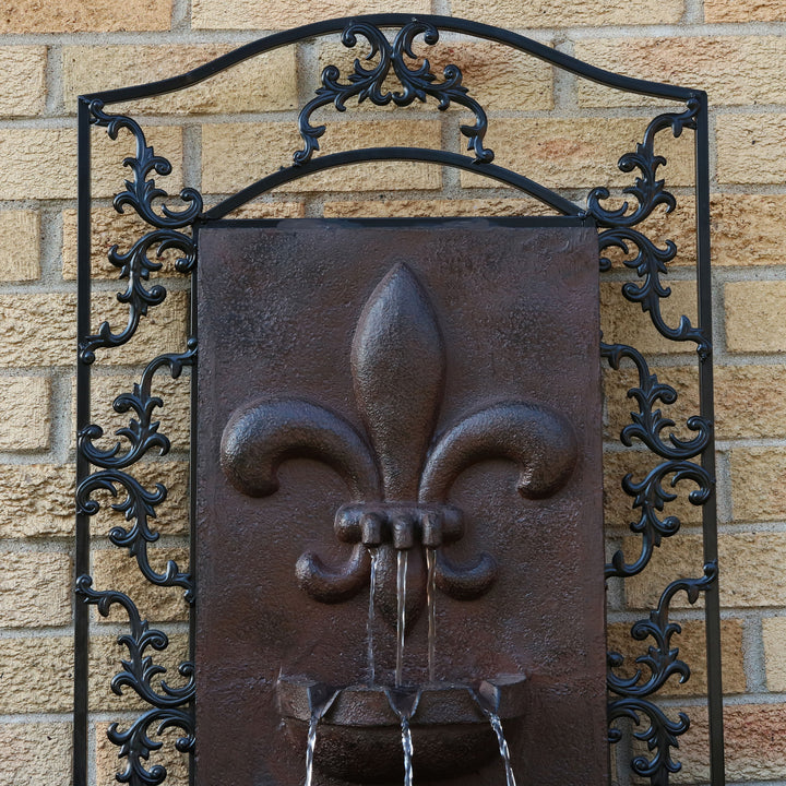 Sunnydaze French Lily Polystone Outdoor Wall Fountain - Iron Image 3