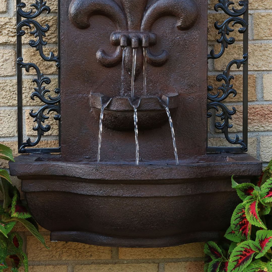 Sunnydaze French Lily Polystone Outdoor Wall Fountain - Iron Image 4