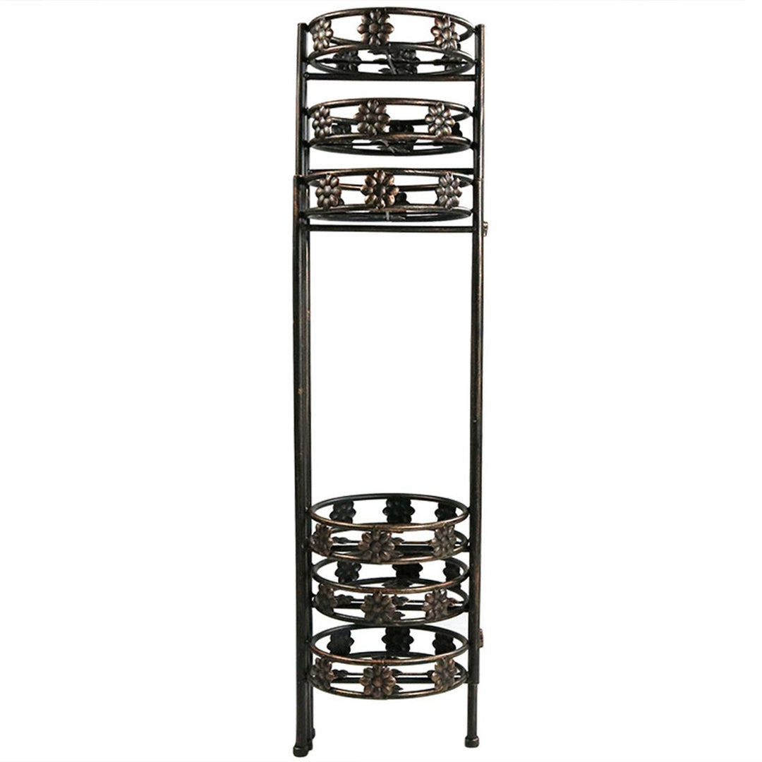 Sunnydaze Bronze Steel 6-Tier Staggered Folding Plant Stand - 45 in Image 9