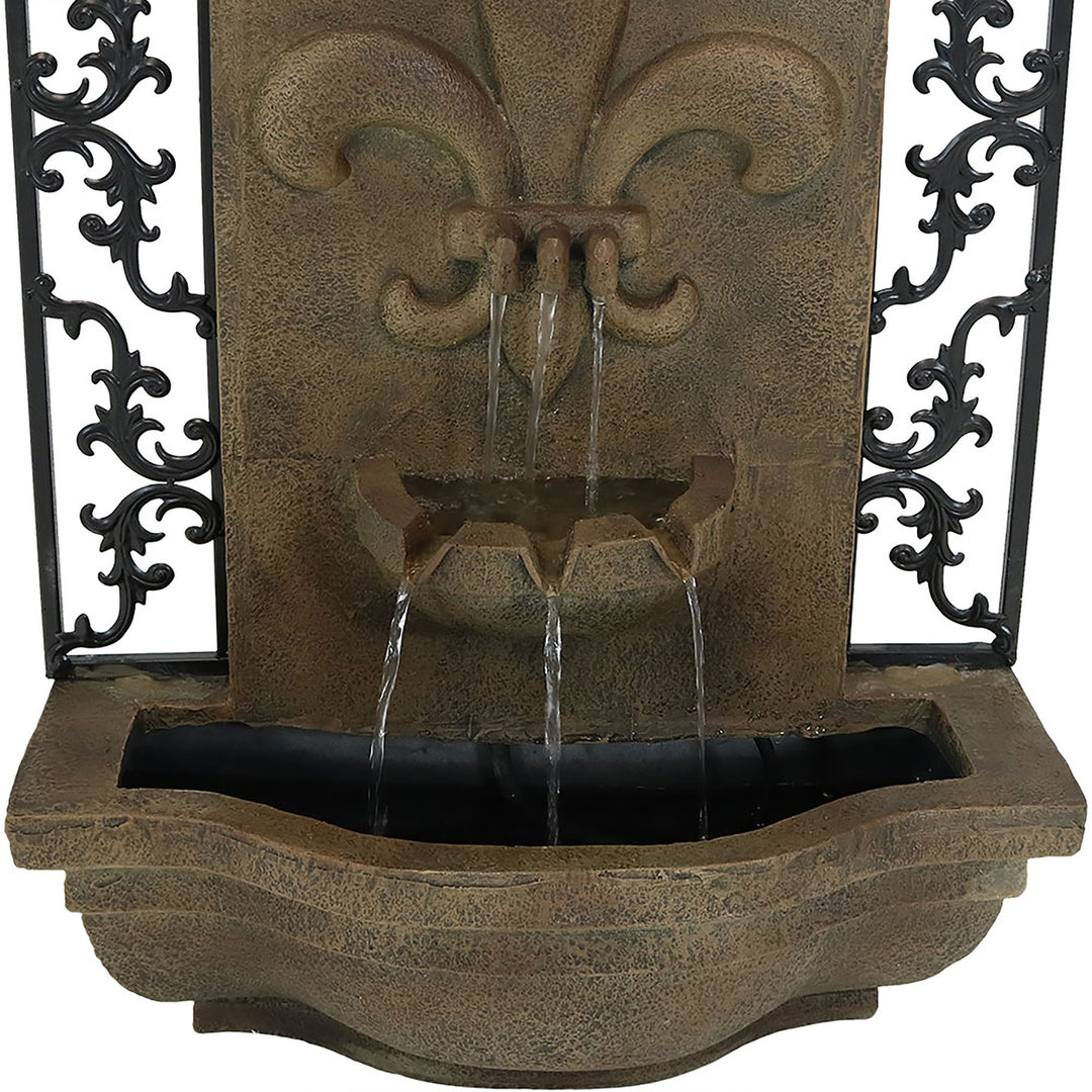 Sunnydaze French Lily Polystone Outdoor Wall Fountain - Florentine Stone Image 6