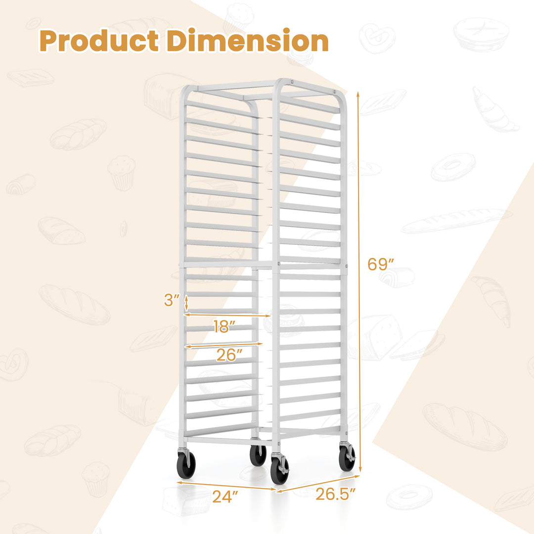 20 Sheet Aluminum Bun Pan Bakery Rack Rolling Kitchen Commercial 26 x 20 x 70 Image 3