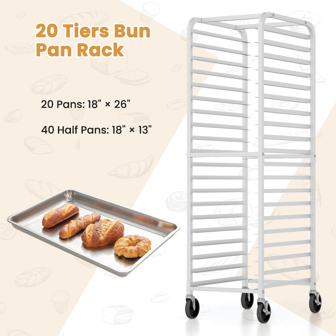 20 Sheet Aluminum Bun Pan Bakery Rack Rolling Kitchen Commercial 26 x 20 x 70 Image 6