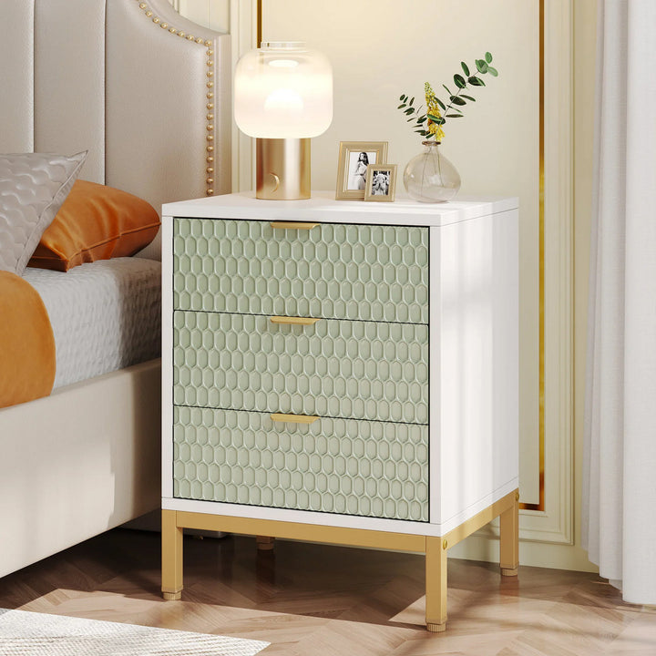 Tribesigns Modern Nightstand, 25.8" Tall Bedside Table with 3 Drawers, Contemporary End Side Table with Storage Image 5