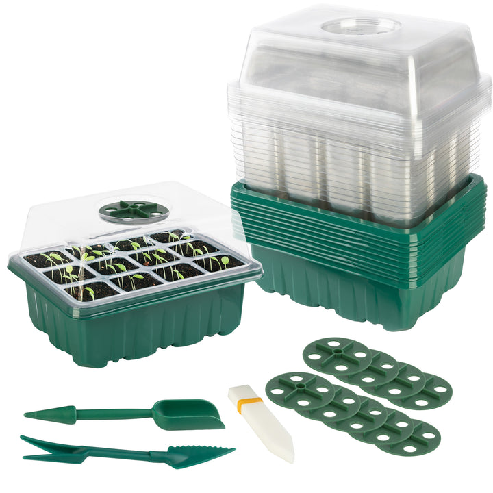 Home-Complete Seed Starter Tray 10-Pack with Humidity Domes 120 Cells Reusable Image 1