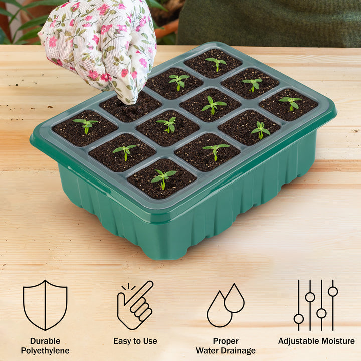 Home-Complete Seed Starter Tray 10-Pack with Humidity Domes 120 Cells Reusable Image 4