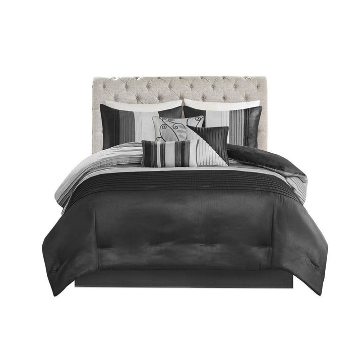 Gracie Mills Nixon 7-Piece Contemporary Striped Comforter Set - GRACE-101 Image 7