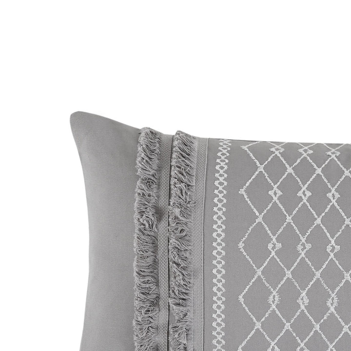 Gracie Mills Katelyn Geometric Embroidered Cotton Oblong Pillow with Tassels - GRACE-10402 Image 1