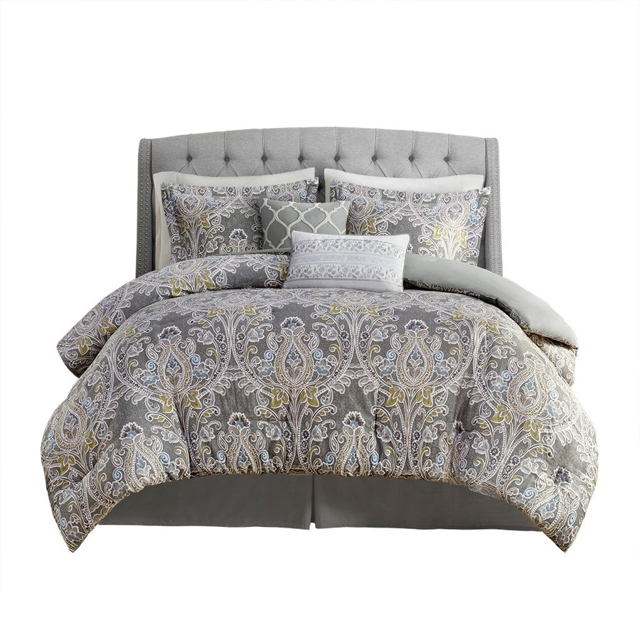 Gracie Mills Brant 6-Piece Damask Cotton Sateen Comforter Set - GRACE-10482 Image 1