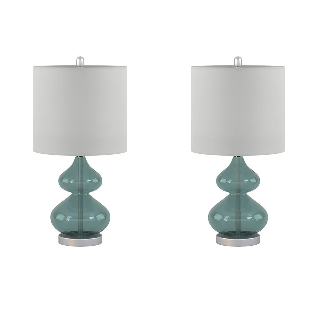 Gracie Mills Anibal Modern Curved Glass and Metal Base Table Lamps Set of 2 - GRACE-10769 Image 1