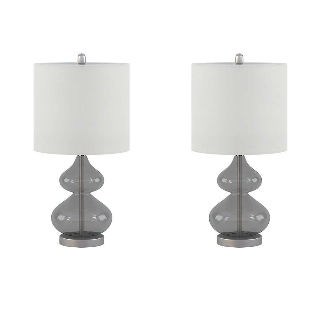 Gracie Mills Anibal Modern Curved Glass and Metal Base Table Lamps Set of 2 - GRACE-10769 Image 1