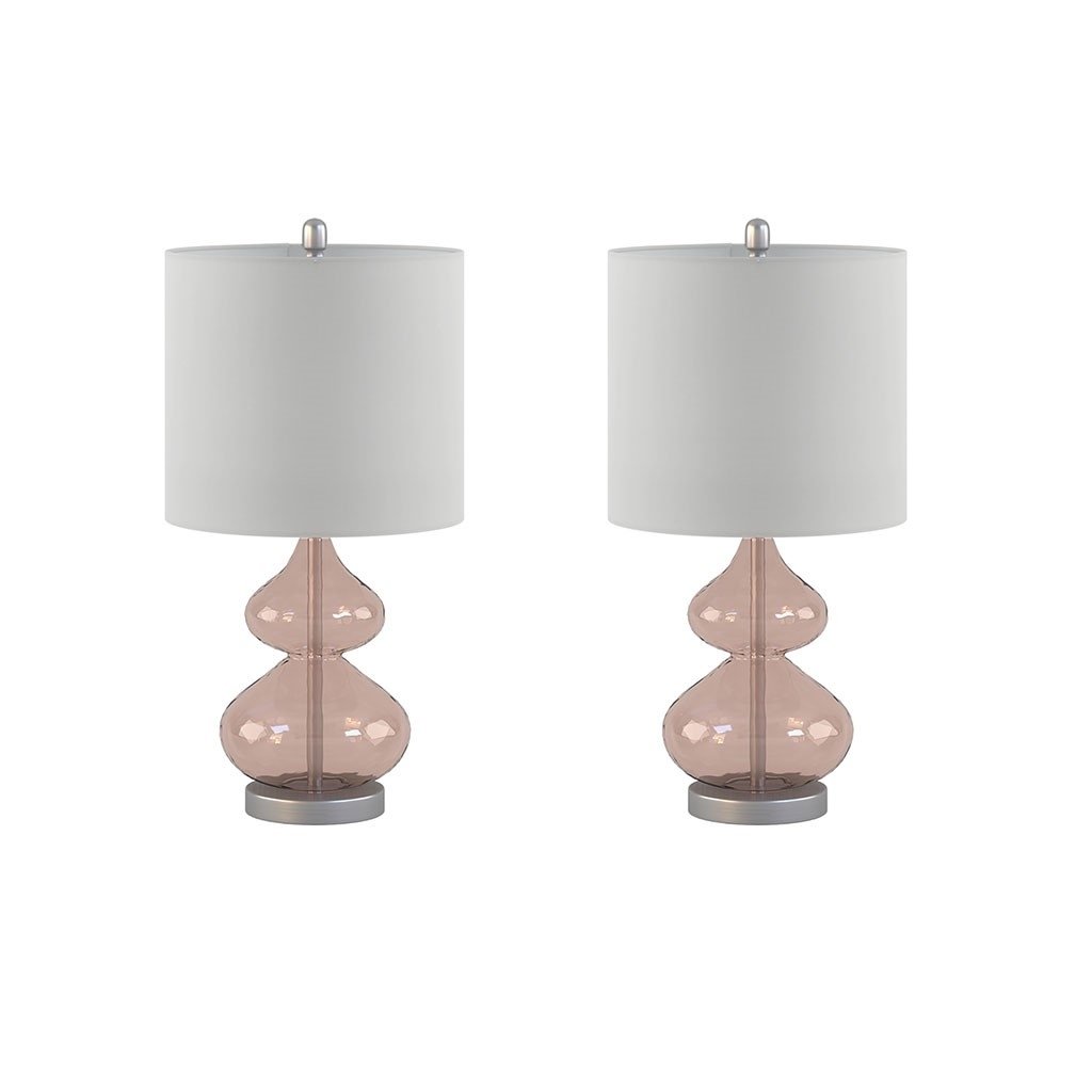 Gracie Mills Anibal Modern Curved Glass and Metal Base Table Lamps Set of 2 - GRACE-10769 Image 1