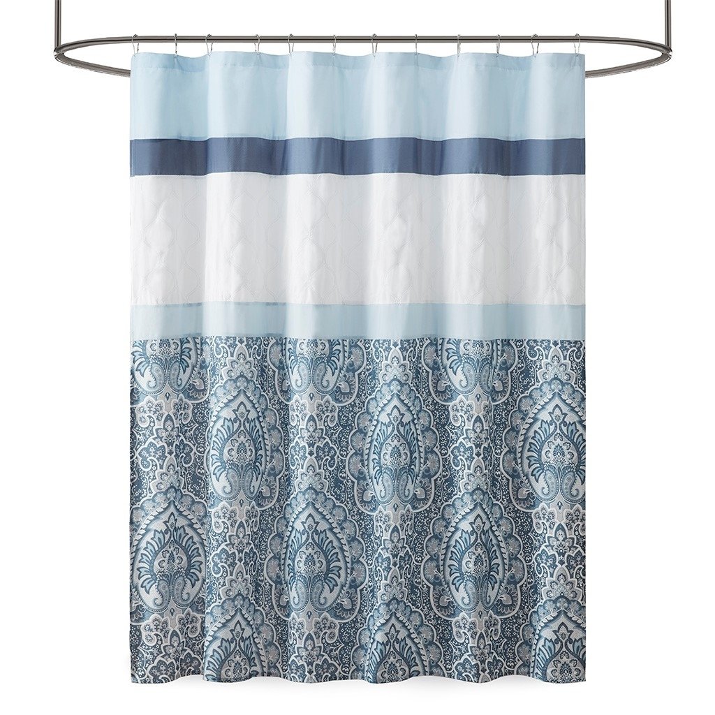 Gracie Mills Ronny Geometric Damask Printed Shower Curtain - GRACE-10799 Image 1