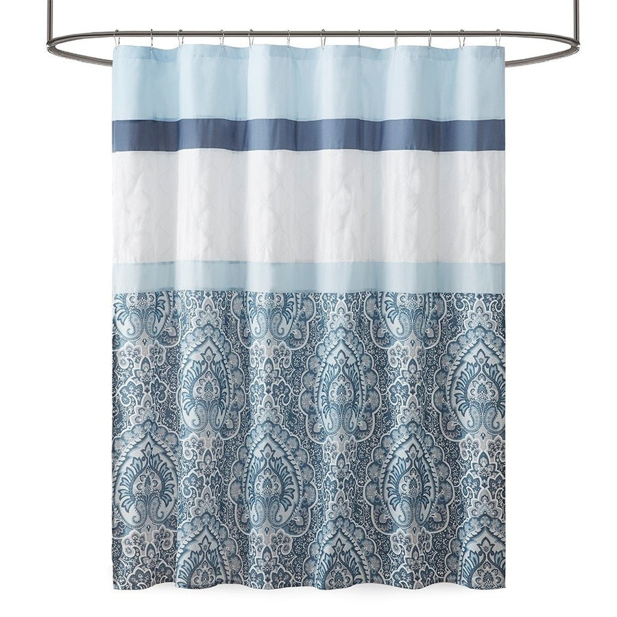 Gracie Mills Ronny Geometric Damask Printed Shower Curtain - GRACE-10799 Image 1