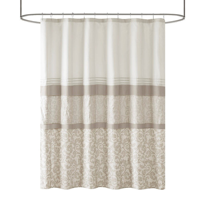 Gracie Mills McConnell Printed Embroidered Peiced Shower Curtain - GRACE-10798 Image 1