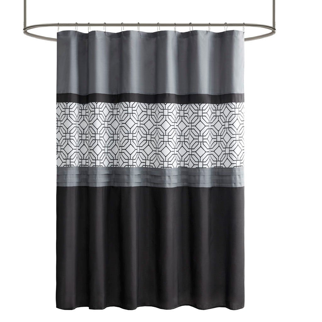 Gracie Mills Tyrell Embroidered Geometric Shower Curtain - GRACE-10801 Image 1