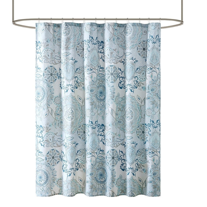 Gracie Mills Leo Floral Printed Lightweight Cotton Shower Curtain - GRACE-10900 Image 1