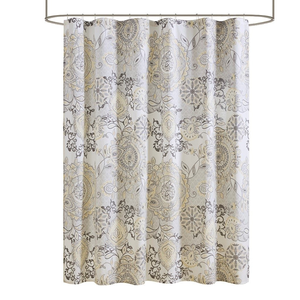 Gracie Mills Leo Floral Printed Lightweight Cotton Shower Curtain - GRACE-10900 Image 1