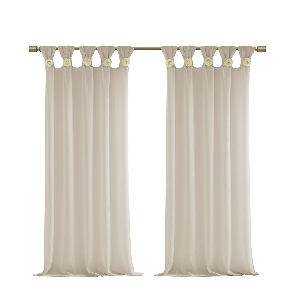 Gracie Mills Taliesin Floral Cuff Tab Top Faux Linen Sheer Solid Curtain Panel - GRACE-10881 Image 5