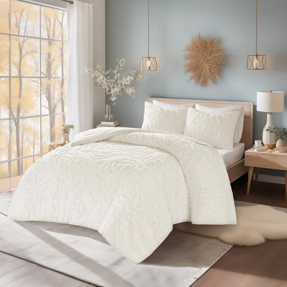 Gracie Mills Ray 3-Piece Boho-Inspired Tufted Cotton Chenille Medallion Comforter Set - GRACE-11117 Image 2