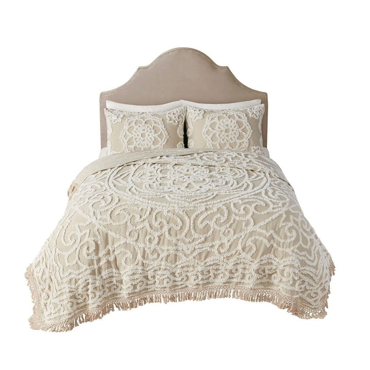 Gracie Mills Ray Boho Tufted Cotton Chenille Medallion Fringe Coverlet Set - GRACE-11118 Image 1