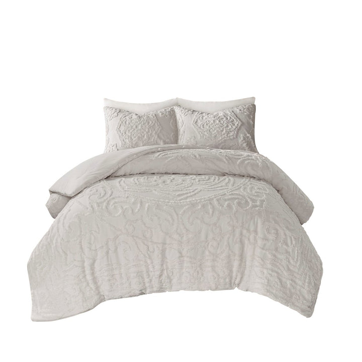 Gracie Mills Ray 3-Piece Boho Chic Tufted Cotton Chenille Medallion Duvet Set - GRACE-11119 Image 1