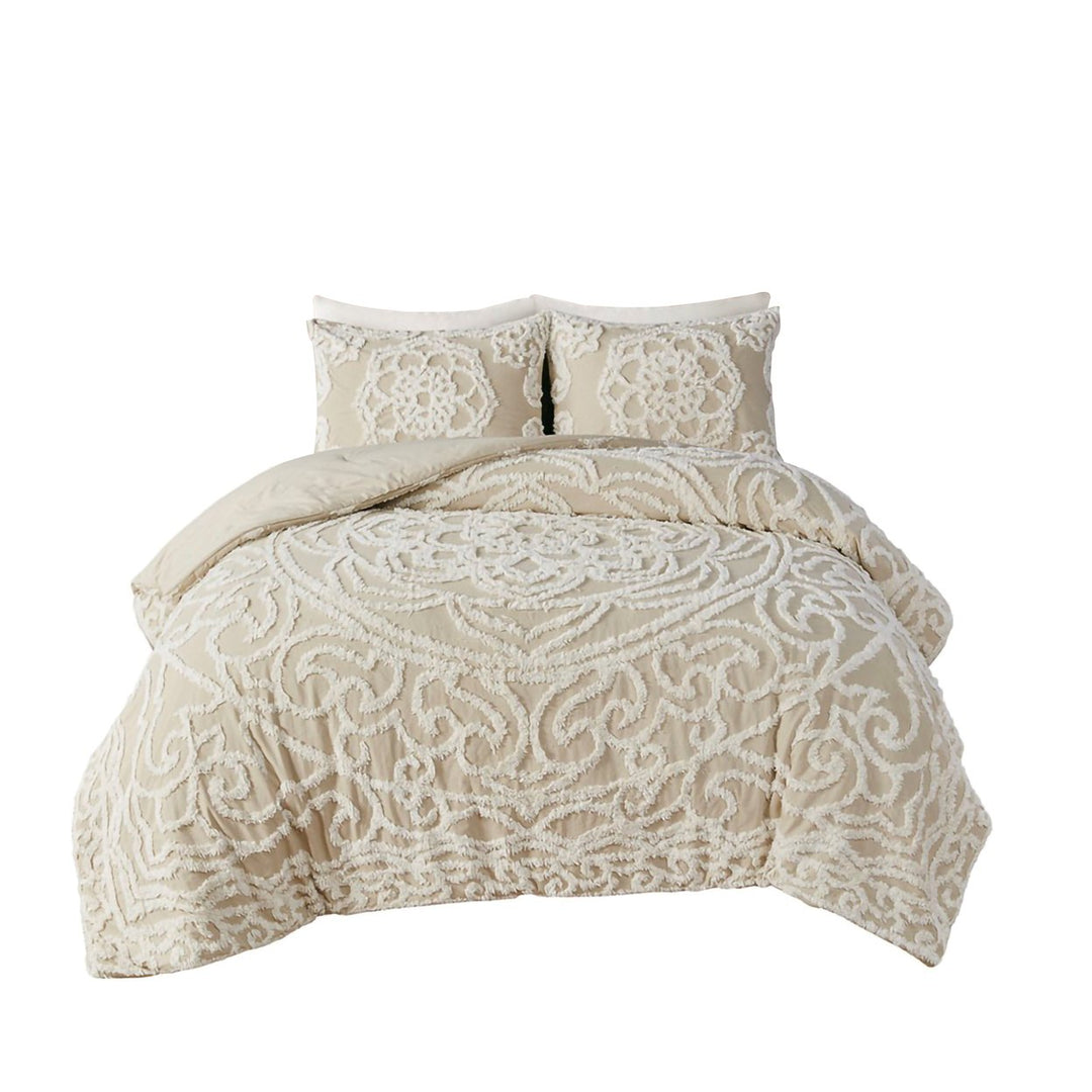 Gracie Mills Ray 3-Piece Boho Chic Tufted Cotton Chenille Medallion Duvet Set - GRACE-11119 Image 1