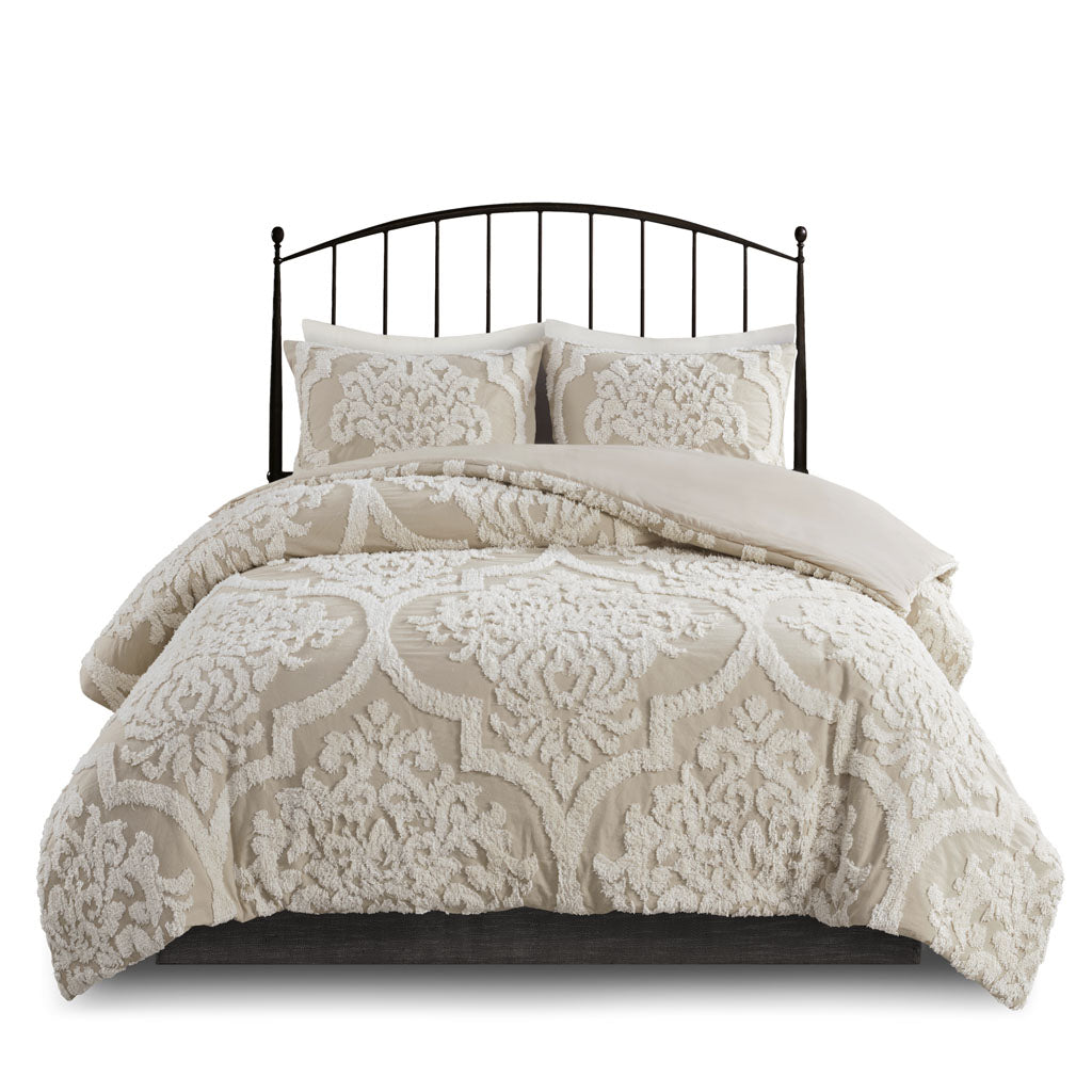 Gracie Mills Fitzpatrick 3 piece Tufted Cotton Chenille Damask Comforter Set - GRACE-11172 Image 3