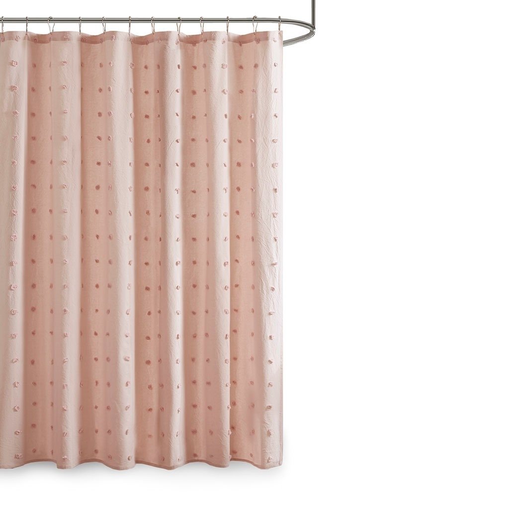 Gracie Mills Mikel Cotton Yarn Dyed Jacquard Pom Pom Shower Curtain - GRACE-11867 Image 1