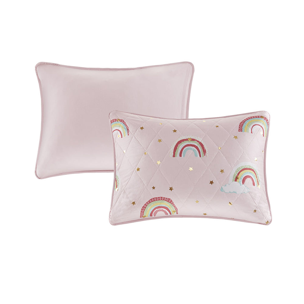 Gracie Mills Thyme Rainbow and Metallic Stars Reversible Quilt Set with Unicorn Throw Pillow - GRACE-11948 Image 2