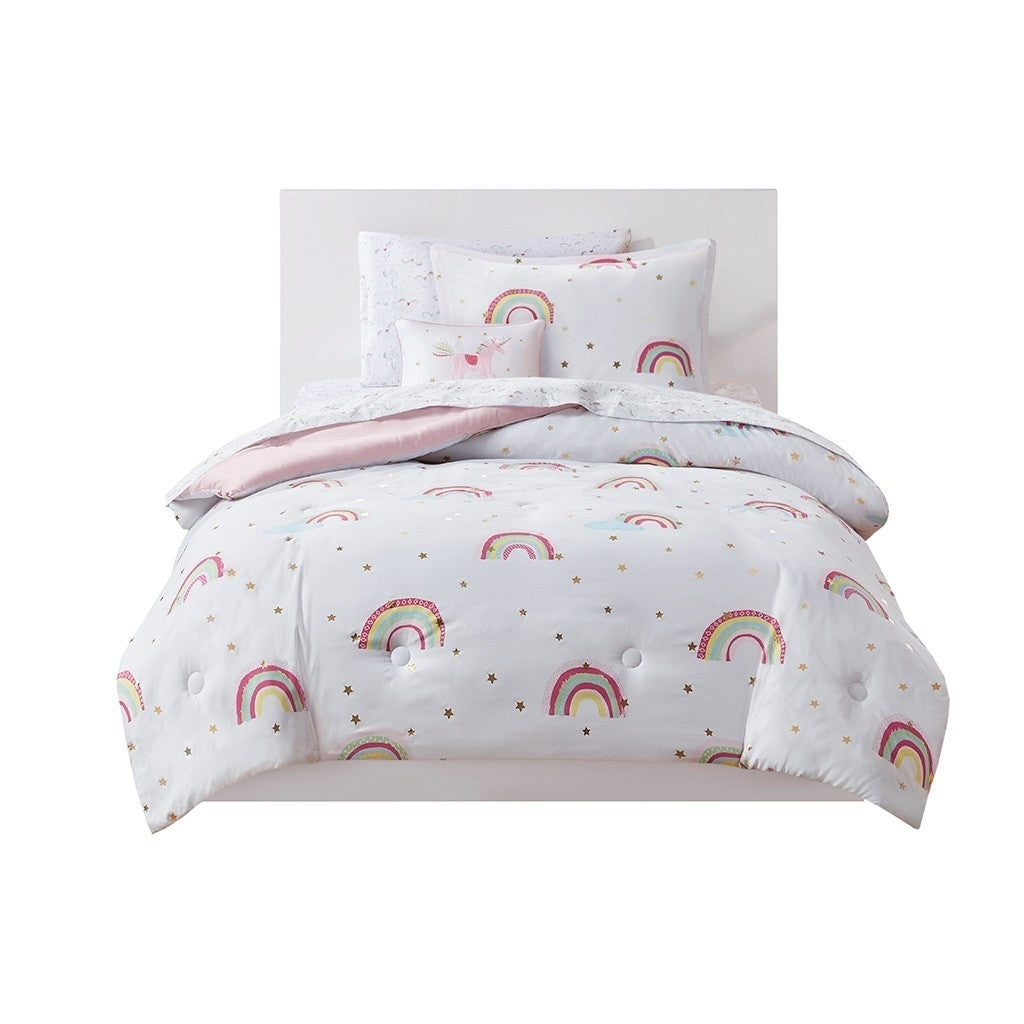 Gracie Mills Thyme Rainbow and Metallic Stars Comforter Set with Coordinating Bed Sheets - GRACE-11949 Image 1