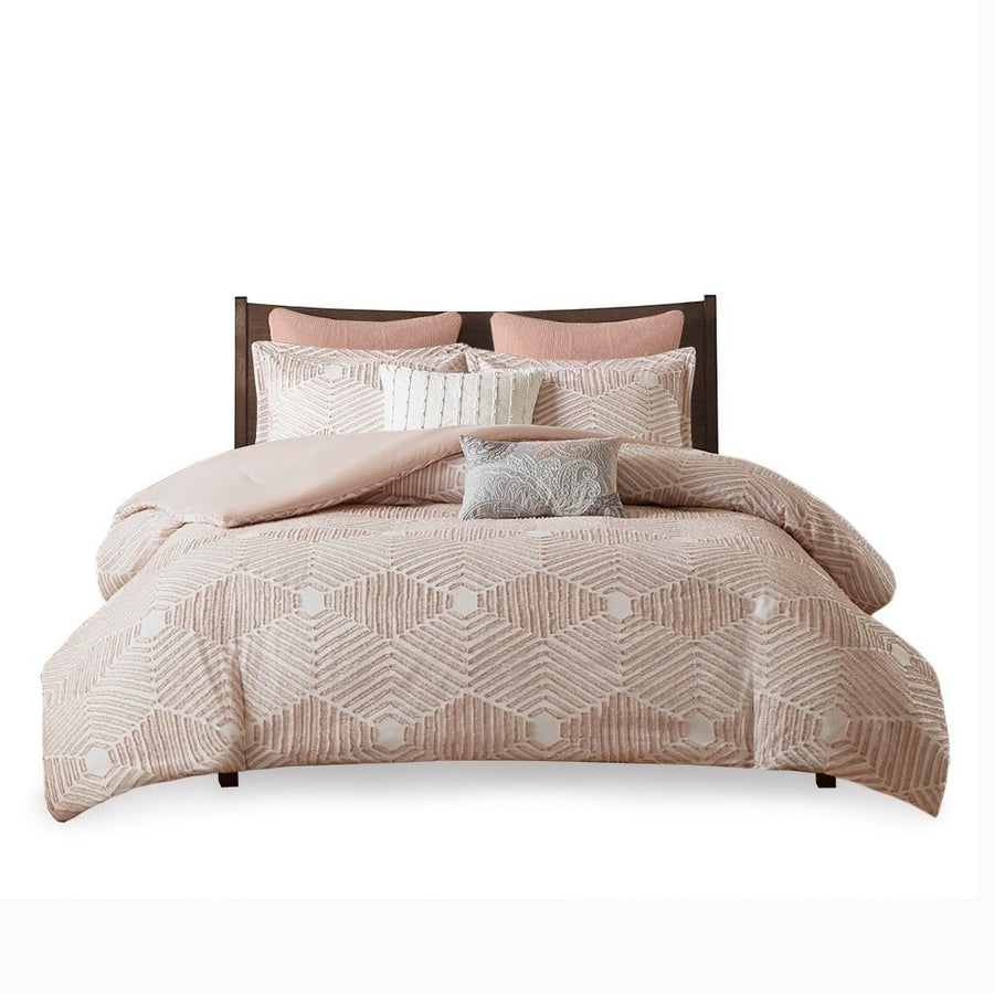 Gracie Mills Anibal Chic Cotton Jacquard Comforter Set Blush 5 Piece GRACE-12088 Image 1