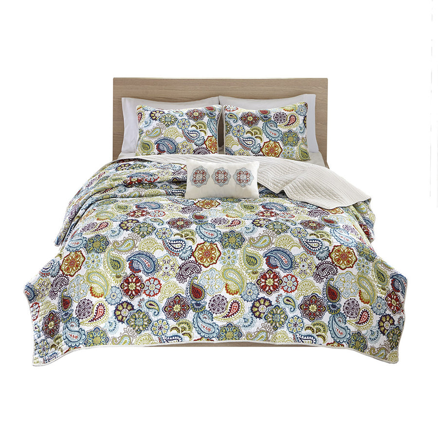 Gracie Mills Rhydian Reversible Paisley Quilt Set with Throw Pillow - GRACE-12024 Image 1