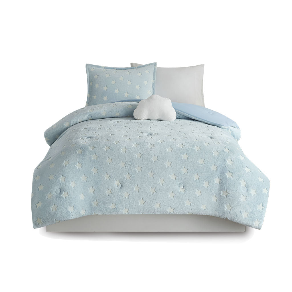Gracie Mills Euralia Starry Night Glow-in-the-Dark Plush Comforter Set - GRACE-12258 Image 1