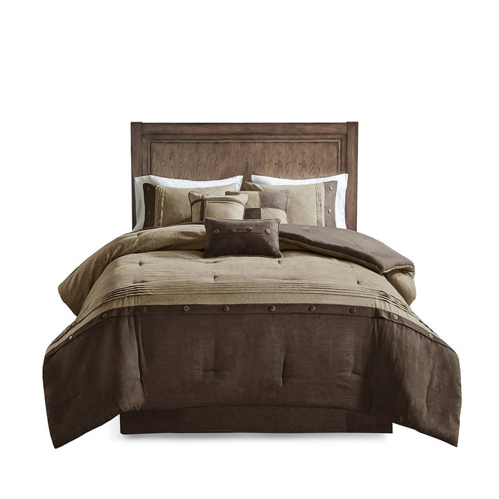 Gracie Mills 7-Piece Rustic Faux Suede Comforter Set GRACE-12138 Earthy Print Image 1