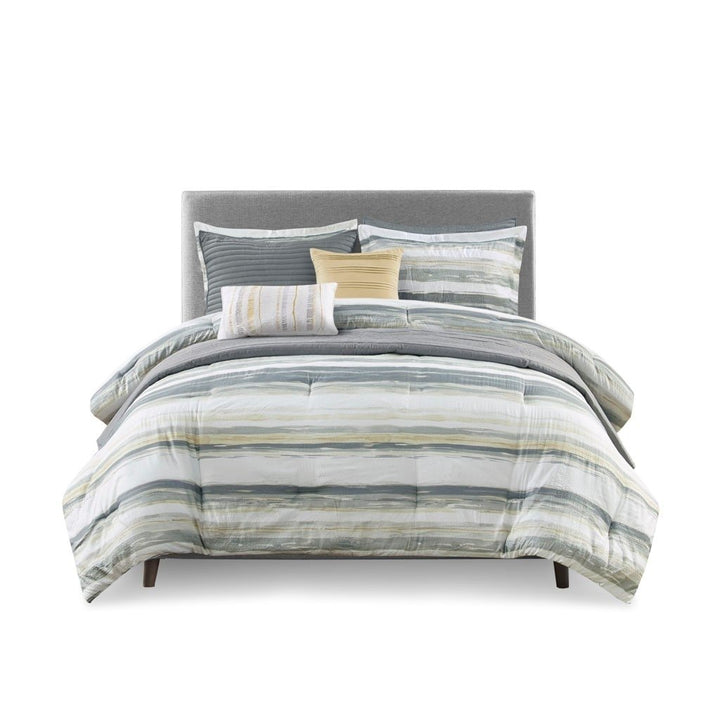 Gracie Mills Javier 8-Piece Tranquil Seersucker Stripe Comforter and Quilt Set Collection - GRACE-12169 Image 5