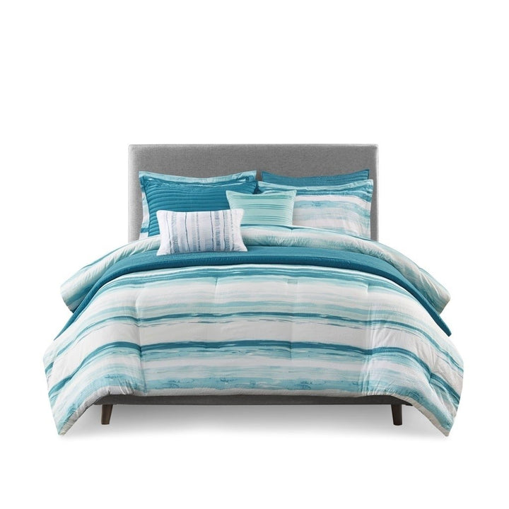 Gracie Mills Javier 8-Piece Tranquil Seersucker Stripe Comforter and Quilt Set Collection - GRACE-12169 Image 6