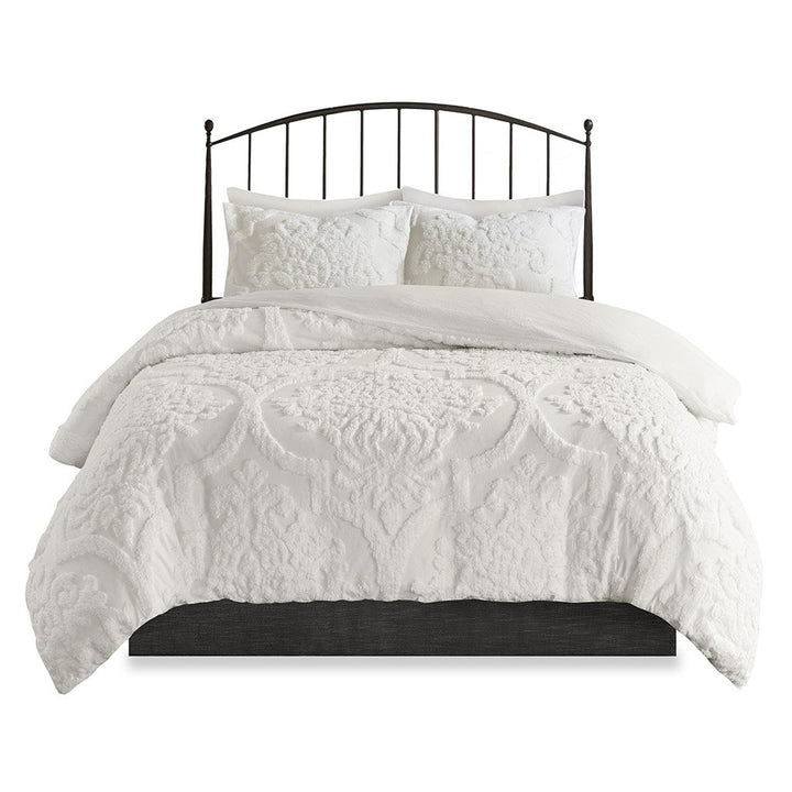 Gracie Mills Fitzpatrick 3 piece Tufted Cotton Chenille Damask Duvet Cover Set - GRACE-12272 Image 1