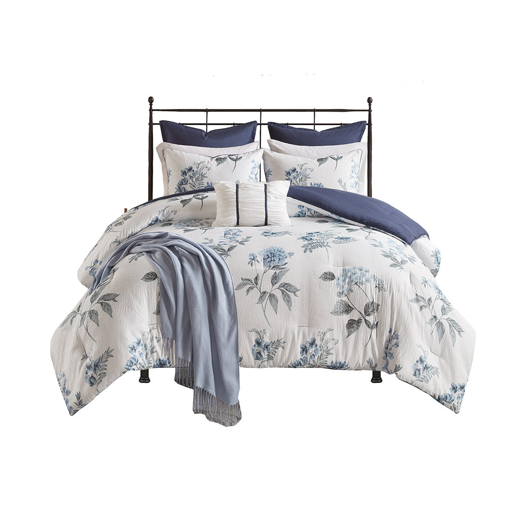 Gracie Mills Marlin 7 Piece Printed Seersucker Comforter Set with Throw Blanket - GRACE-12590 Image 1